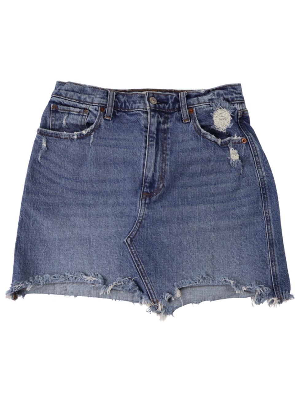 Abercrombie & Fitch Curve Love Ultra High Rise Distressed Denim Mini Skirt 29/8
